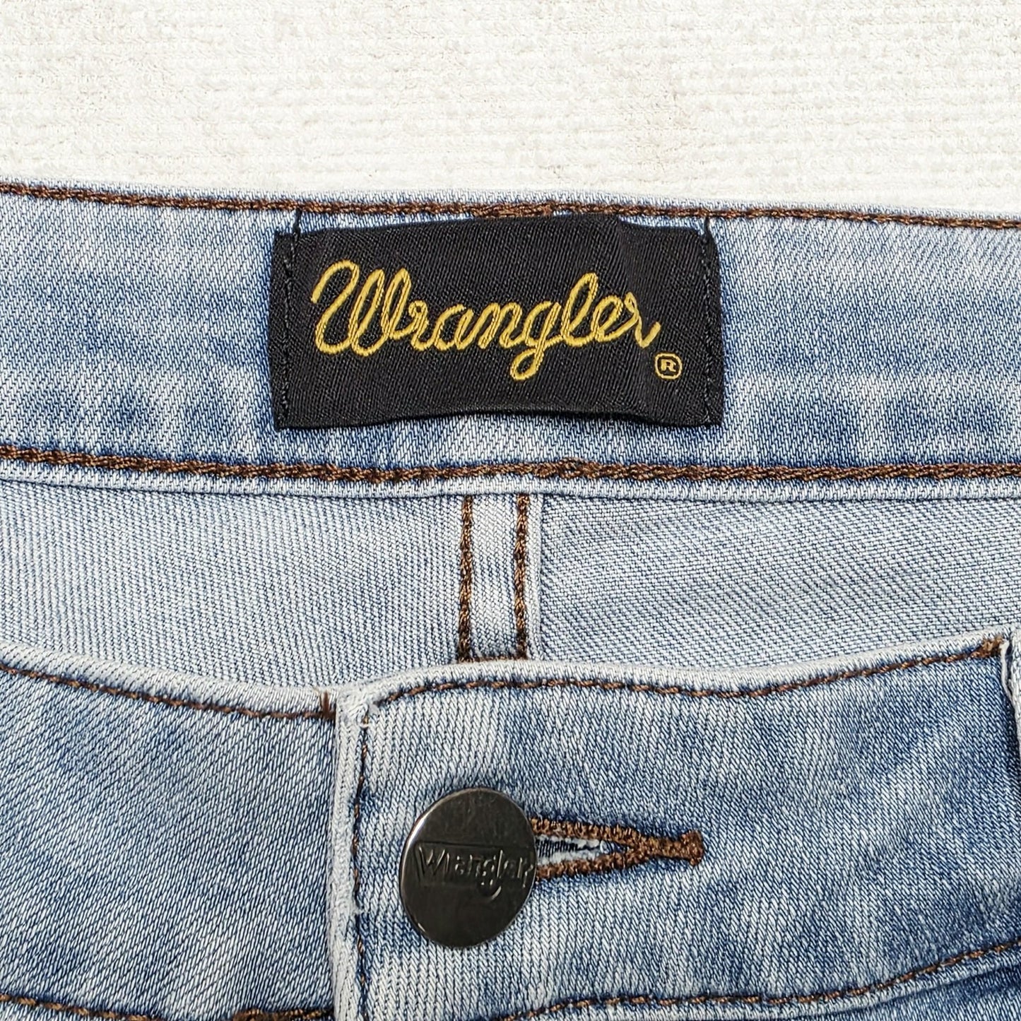 Wrangler Shorts Men's 34 Blue Distressed Denim Bermuda Slim Fit Smith Raw Hem