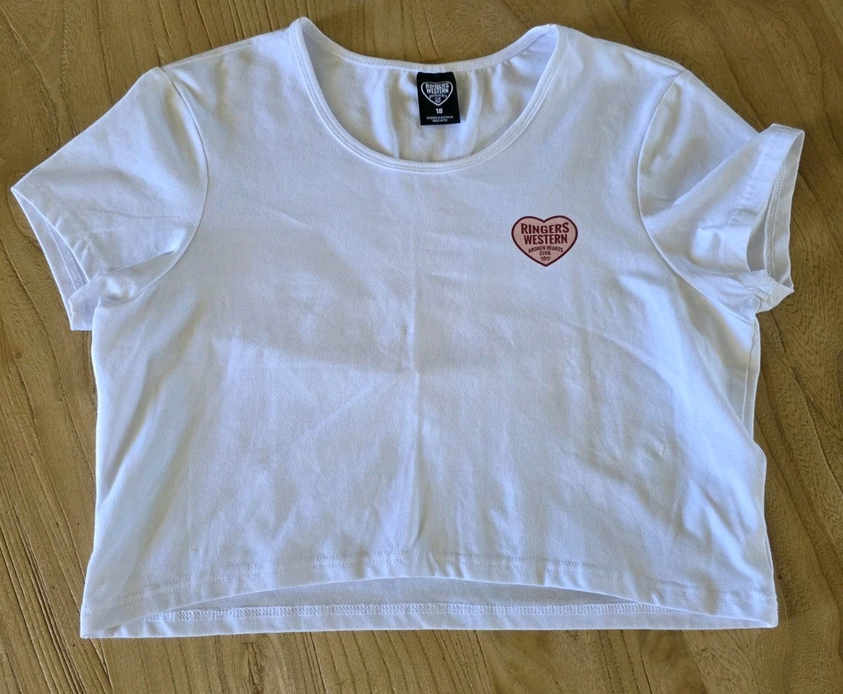 Ringers Western Broken Hearts Club Crop Shirt Ladies Size 18 NWOT