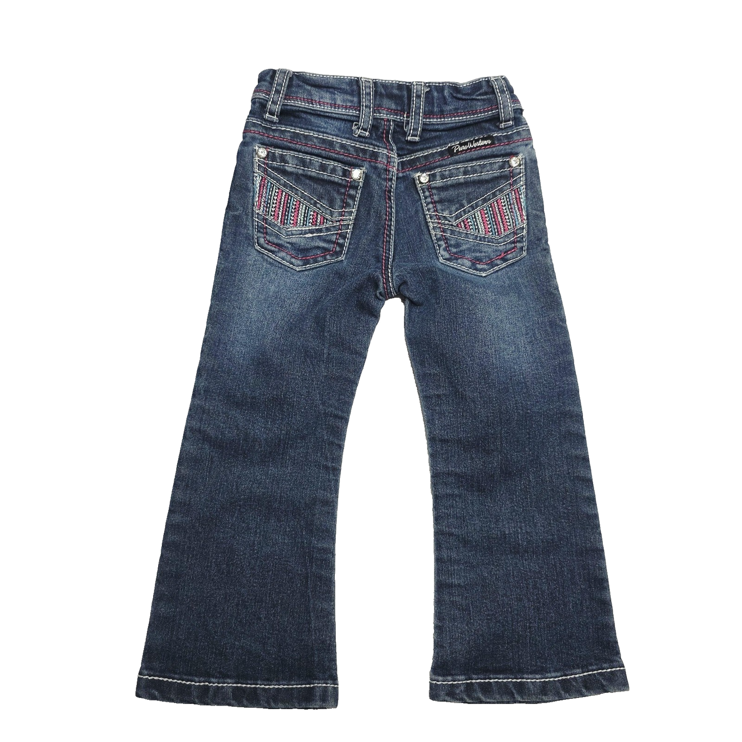 Pure Western Jeans Girls 2-3 Years Bootcut Denim Embroidered Adjustable Waist