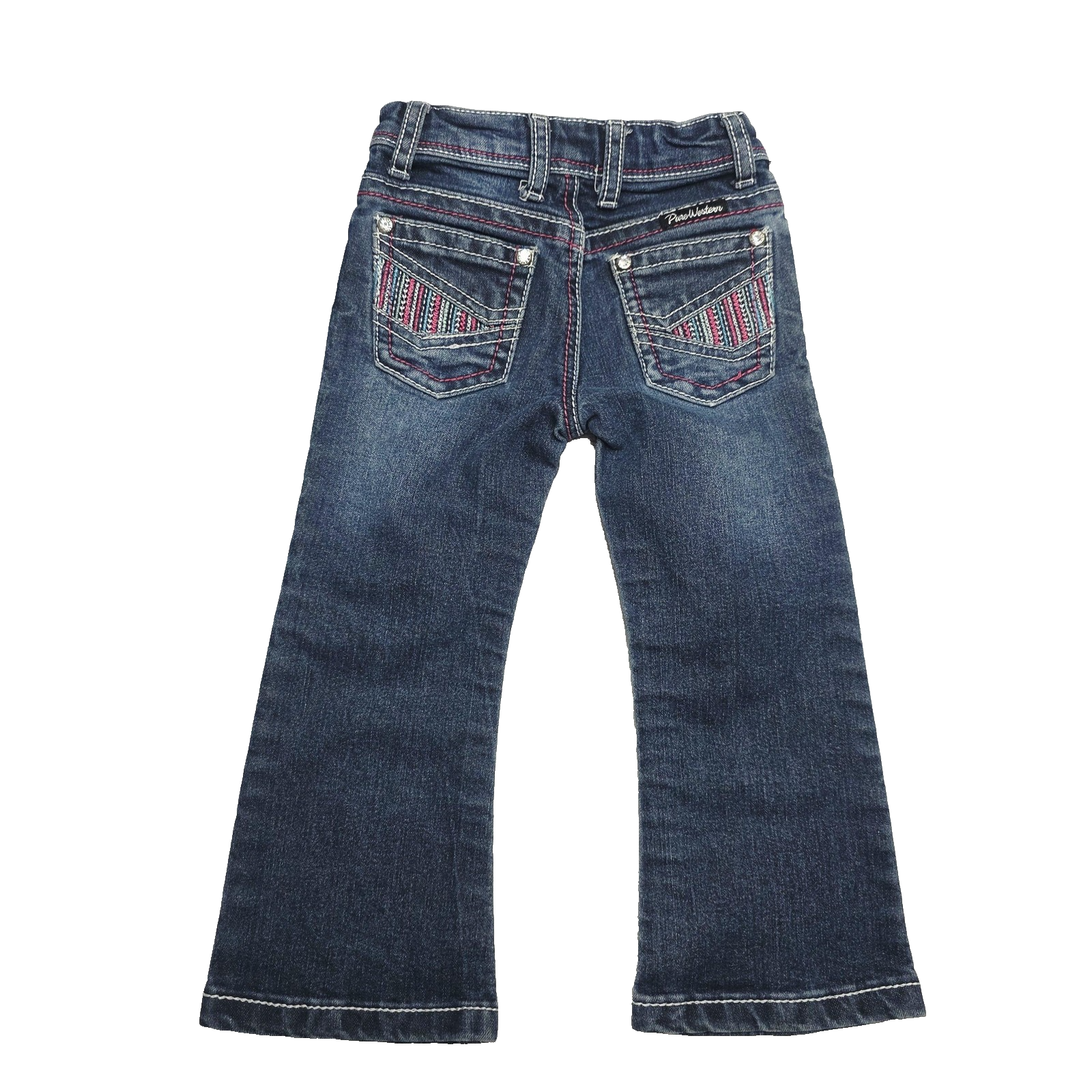 Pure Western Jeans Girls 2-3 Years Bootcut Denim Embroidered Adjustable Waist