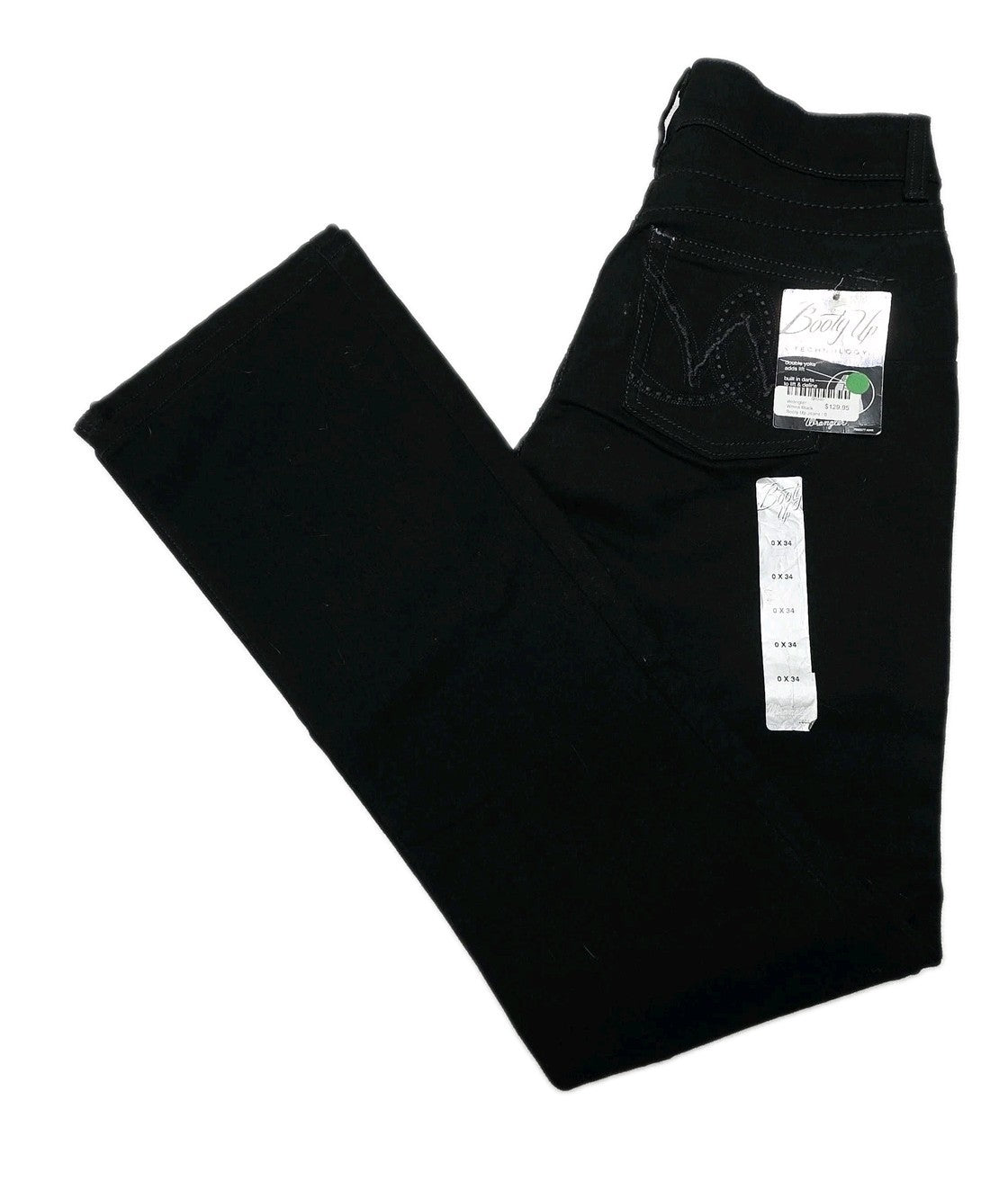 Wrangler Jeans Women's 0 Black Booty Up Bootcut Stretch Denim 0x34 Shaping
