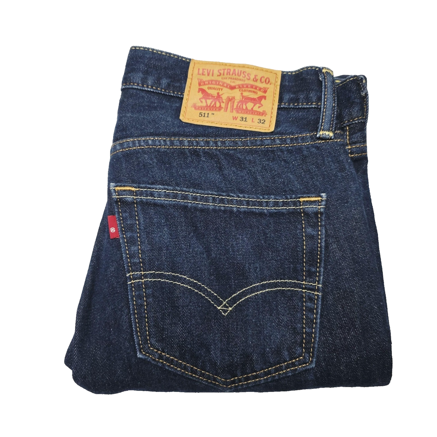 Levis 511 Jeans Mens 31x32 Blue Dark Wash Slim Tapered Denim Zip Fly Logo