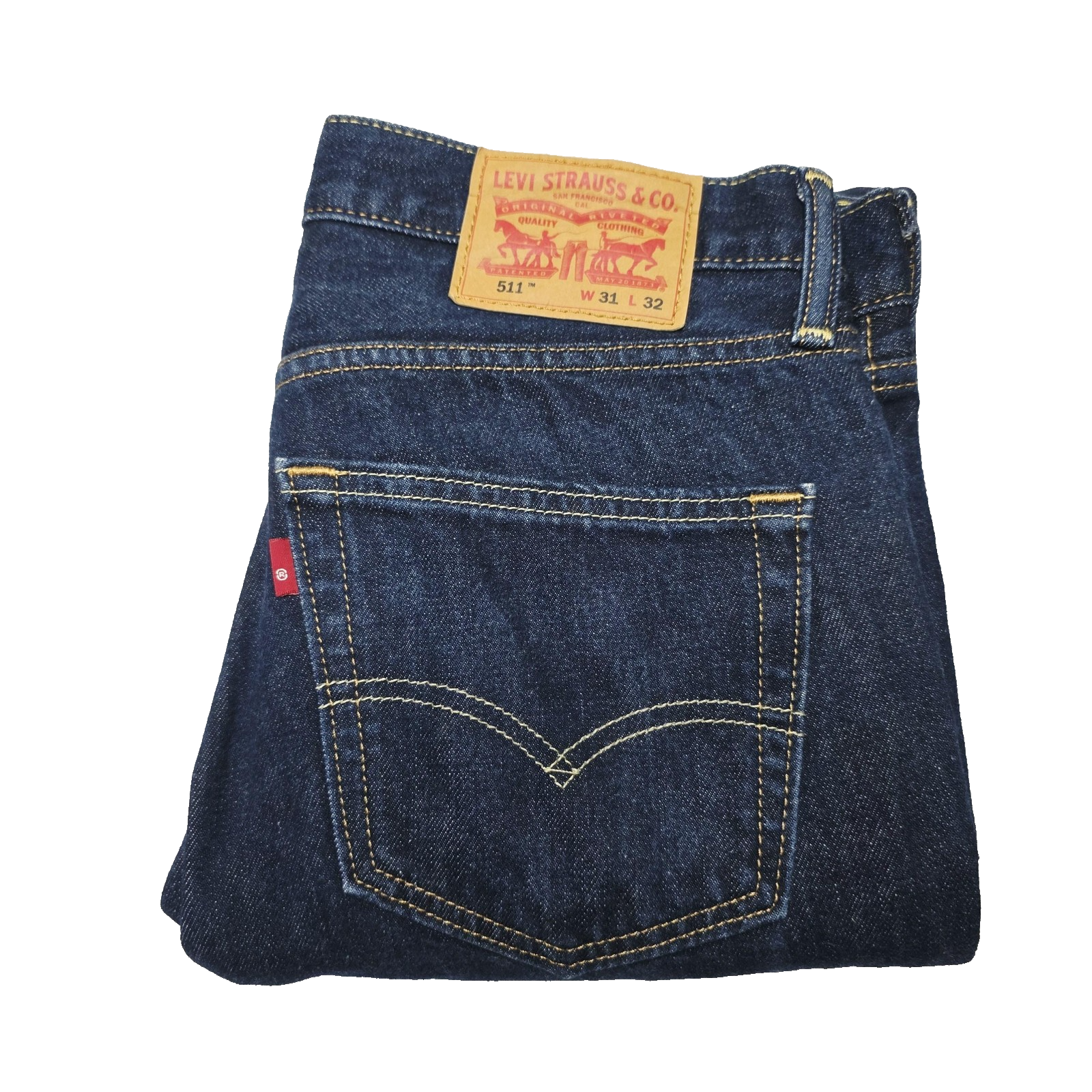 Levis 511 Jeans Mens 31x32 Blue Dark Wash Slim Tapered Denim Zip Fly Logo