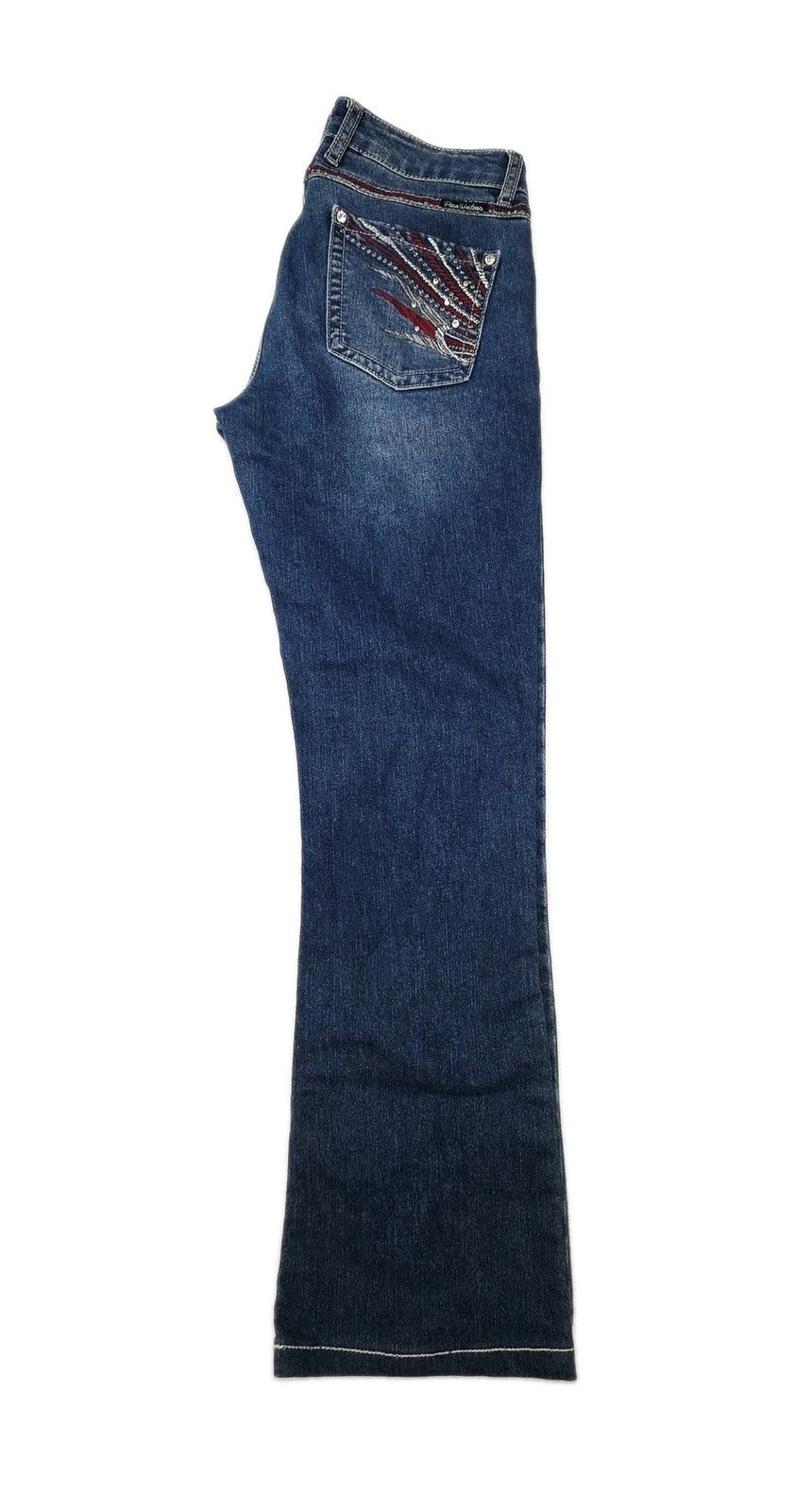 Pure Western Jeans Women's 8 L28 Blue Bootcut Stretch Denim Rhinestone Pockets
