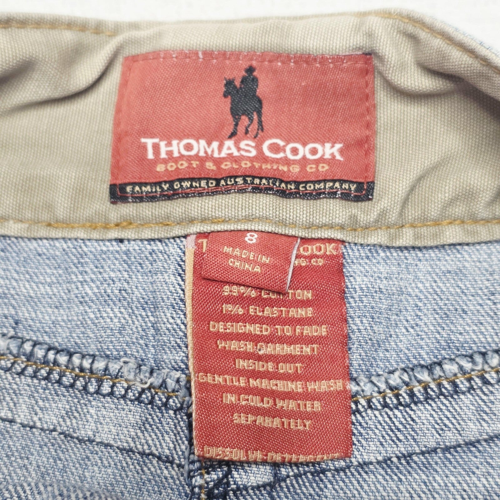 Thomas Cook Skirt Women's 8 Blue Denim A-Line Knee Length Stretch Casual Western
