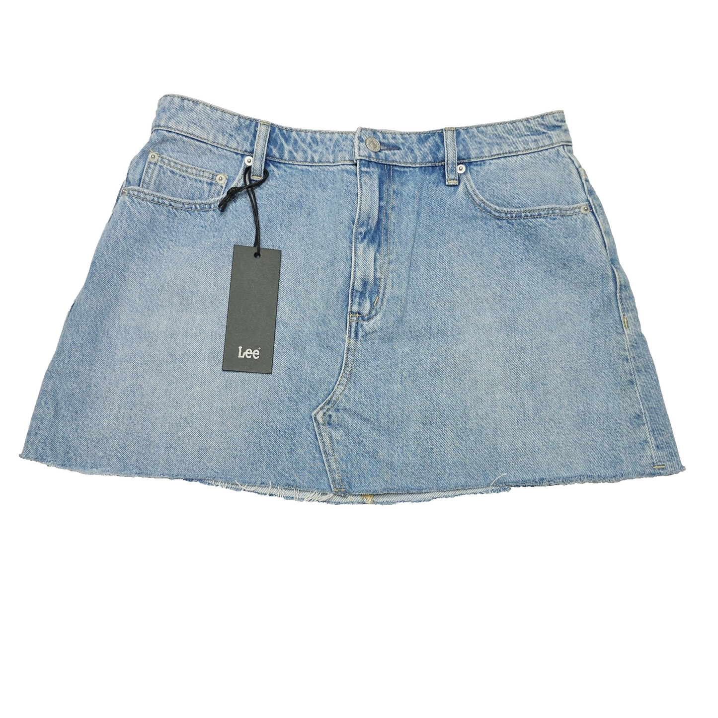 Lee Skirt Women's 12 Blue Denim Relaxed Mini Raw Hem Casual Soho Fade Summer