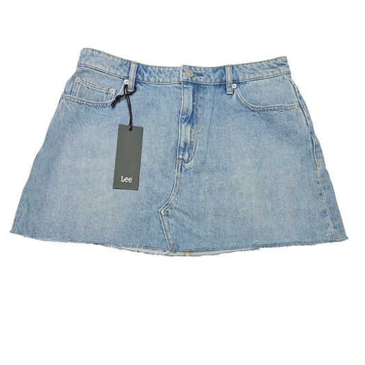 Lee Skirt Women's 12 Blue Denim Relaxed Mini Raw Hem Casual Soho Fade Summer