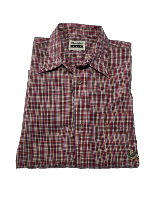 Wrangler Riata Short Sleeve Plaid Classic Fit Shirt Men's Size 4XL