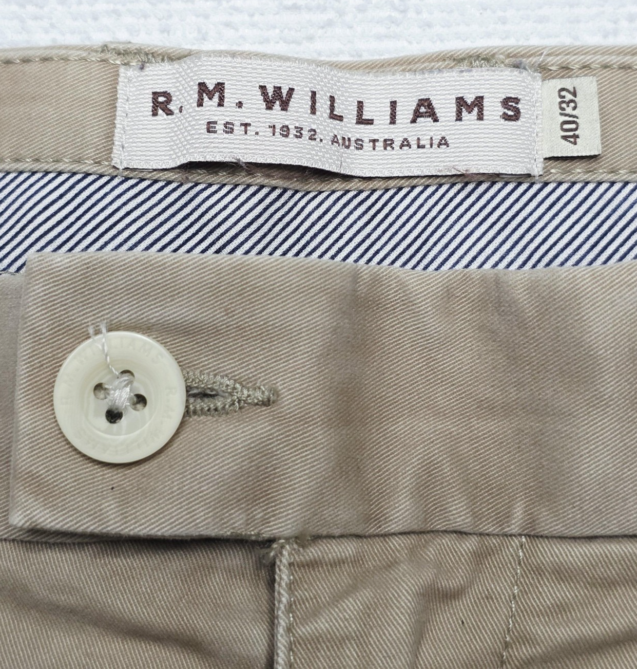 R.M. Williams Pants Men's 40x32 Beige Chino Regular Stretch Cotton TT275WXH001