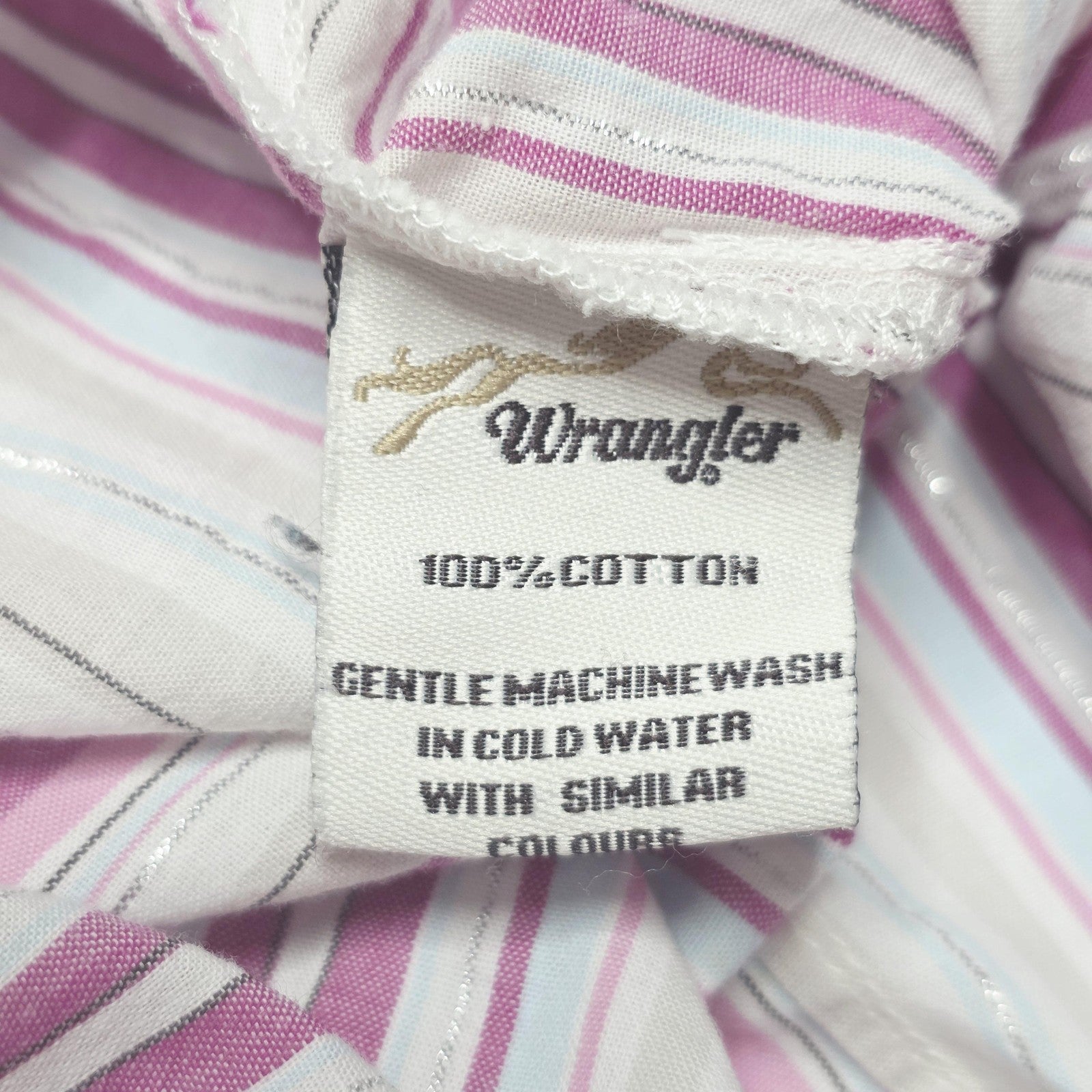 Wrangler Shirt Women's 12 Pink Striped Long Sleeve Snap Western Cotton Pockets