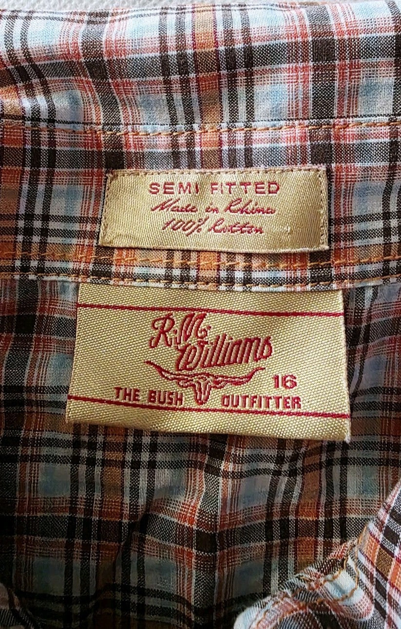 R.M Williams Semi Fitted Short Sleeve Ladies Western Shirt Size 16