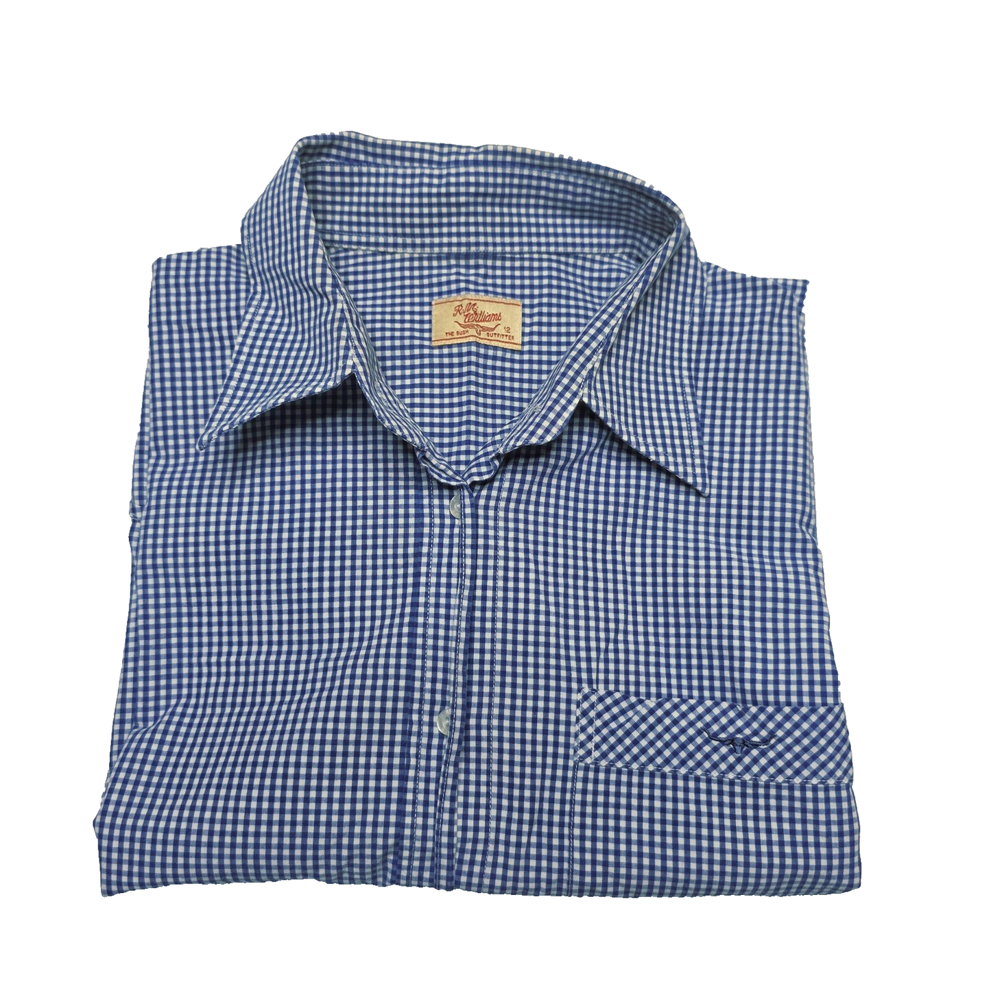 R.M. Williams Shirt Women's 12 Blue Sleeveless Button Up Check Cotton Casual
