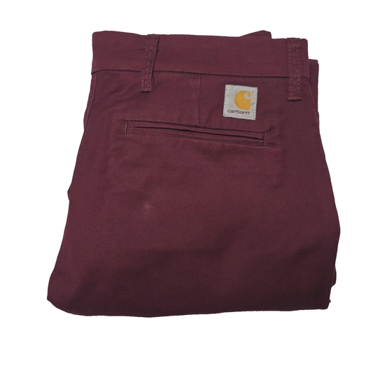Carhartt Sid Pant Jeans Men's 34x32 Maroon Slim Tapered Stretch Cotton Zip Fly