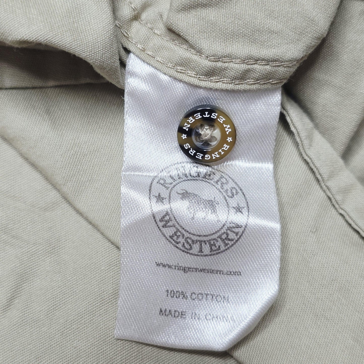 Ringers Western Shirt Women's 12 Beige Sleeveless Button Up Pockets Cowboy
