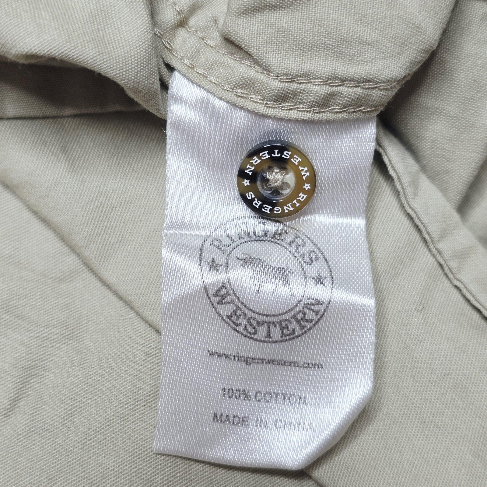 Ringers Western Shirt Women's 12 Beige Sleeveless Button Up Pockets Cowboy