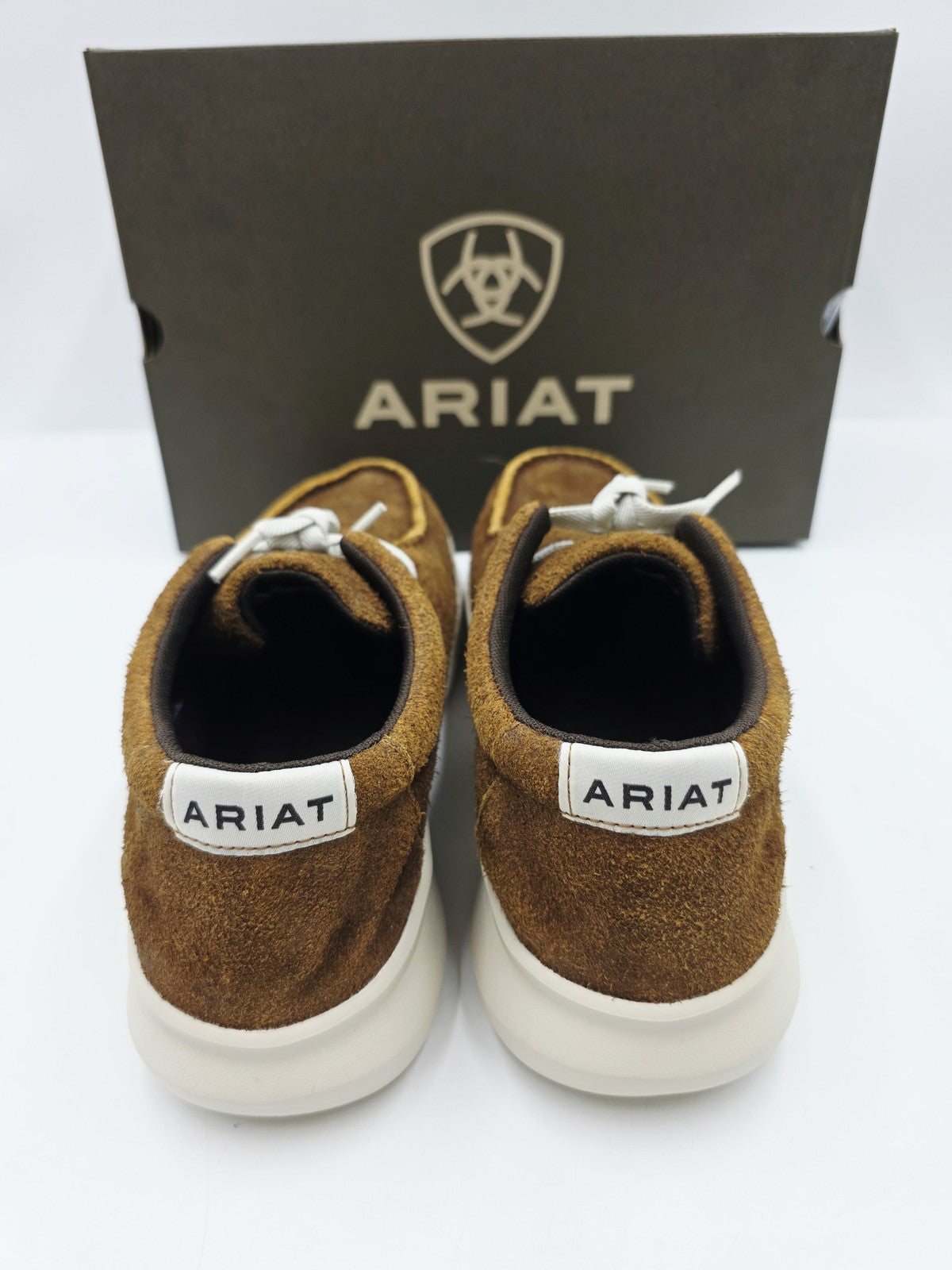 Ariat Hilo Shoes Men's Size 9.5 Brown Suede Moccasin Casual EE Wide Lace Up NEW