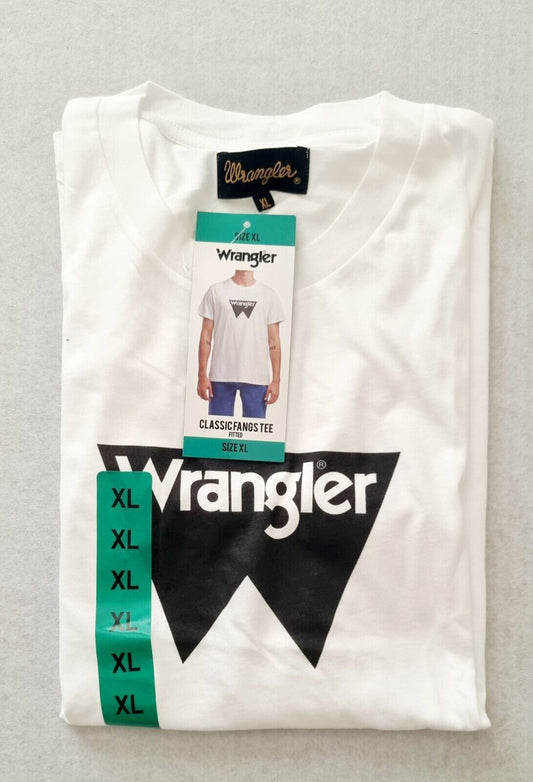 Wrangler Classic White Fangs Out TEE Fitted T-Shirt New With Tags Size XL