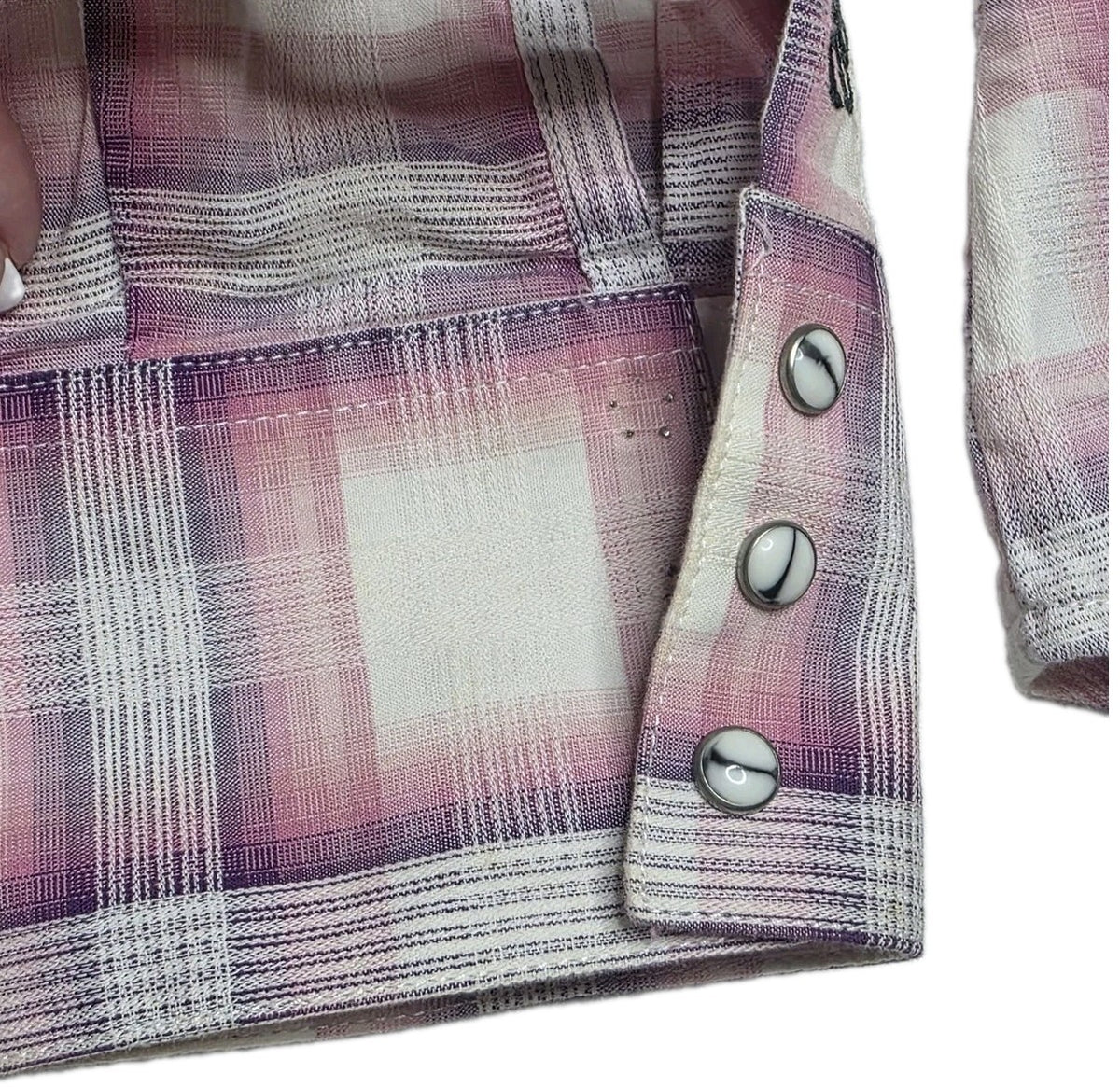 Wrangler Shirt Womens 14 Pink Plaid 100% Cotton Snap Button Up Spring Casual