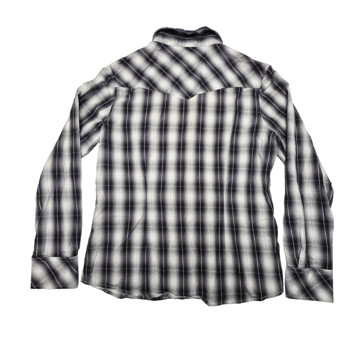 Thomas Cook Shirt Women's 14 Grey Long Sleeve Snap Button Up Western Plaid