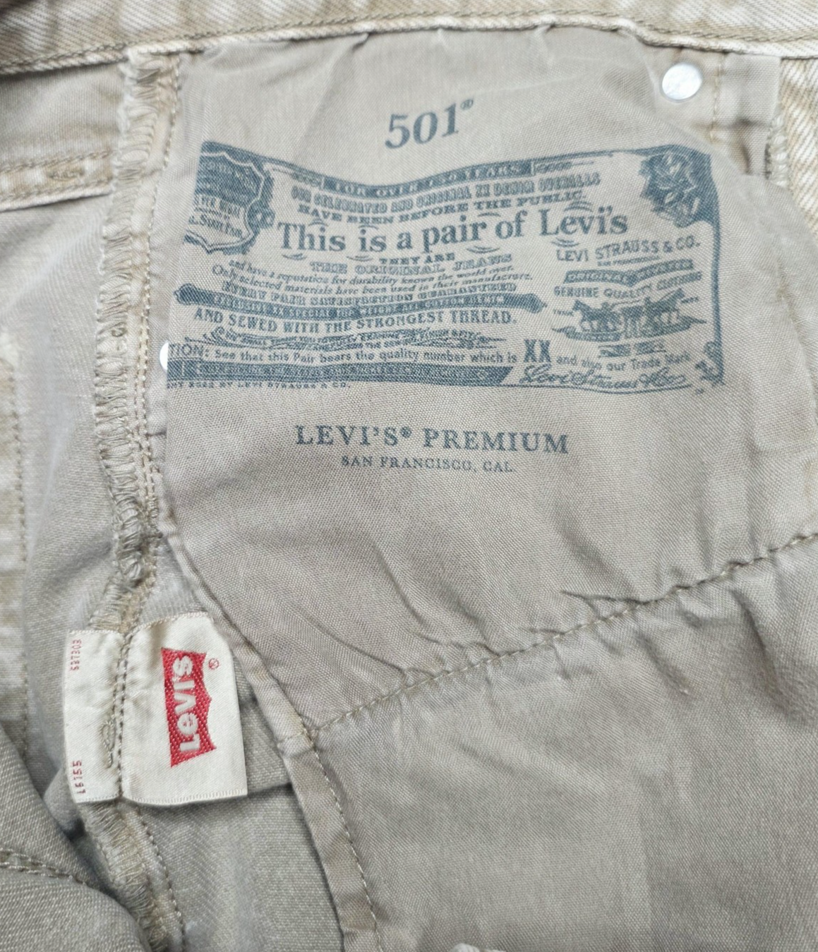 Levi's Jeans Women's 26x30 Beige 501 Straight Button Fly Premium