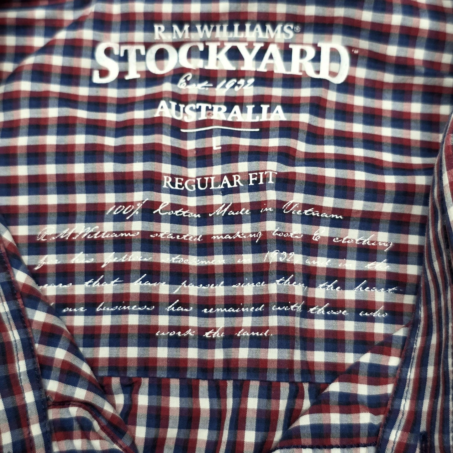 R.M. Williams Stockyard Shirt Mens L Multicolour Check Short Sleeve Western