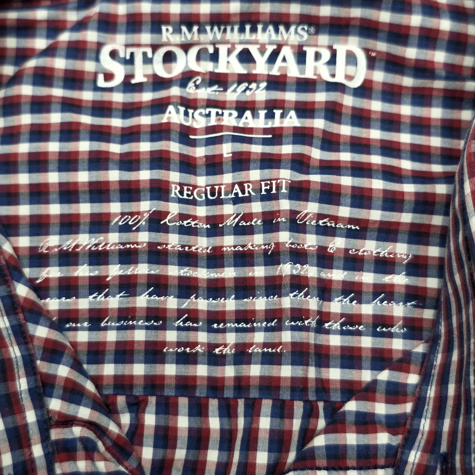 R.M. Williams Stockyard Shirt Mens L Multicolour Check Short Sleeve Western