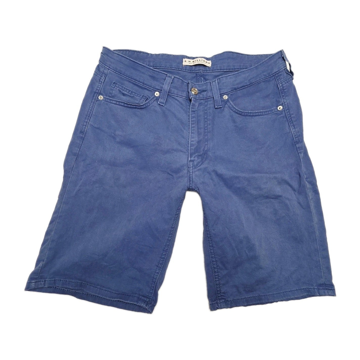 R.M. Williams Shorts Men's 31 Blue Cotton Stretch Denim Bermuda Casual Summer