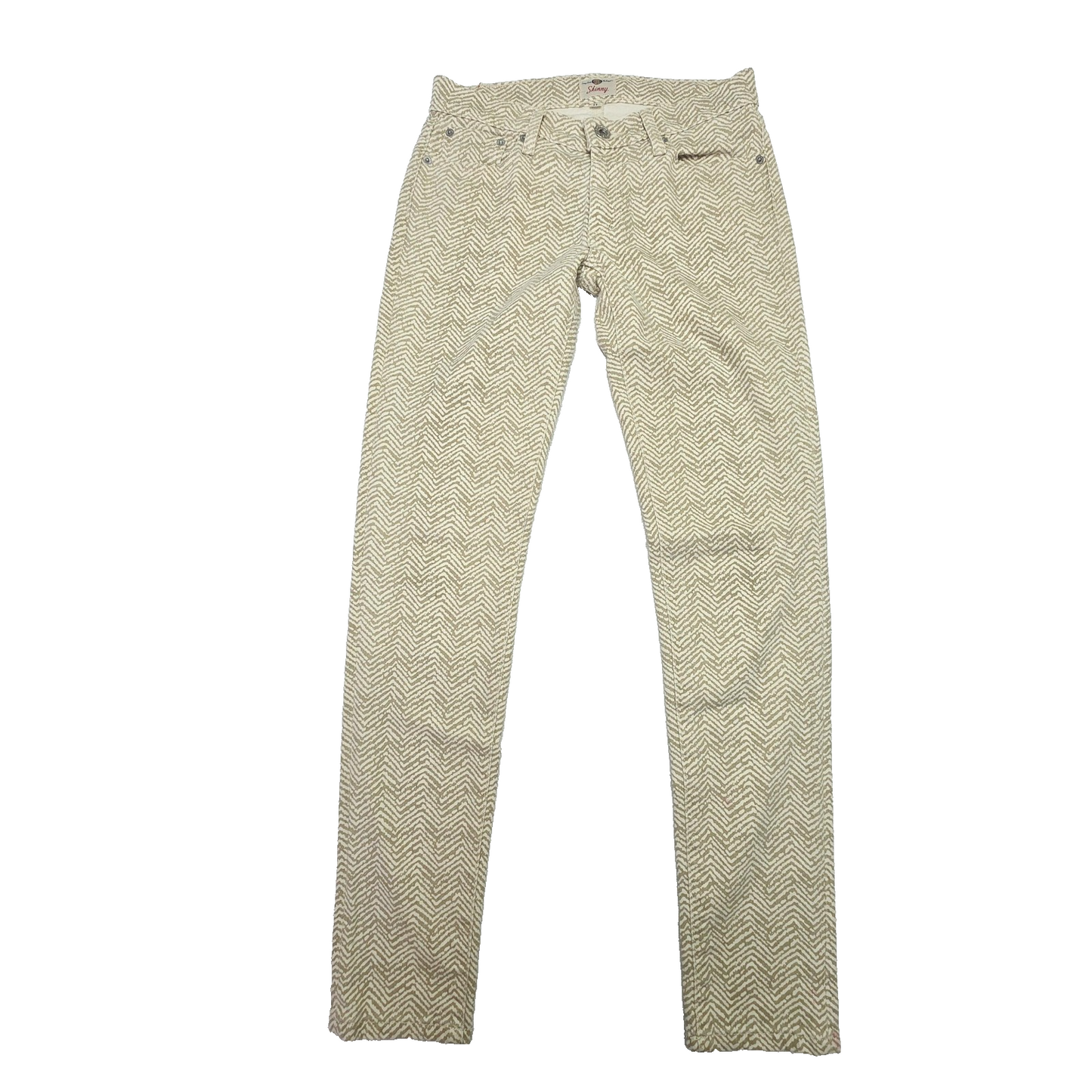 Fossil Jeans Women's 27x30 Beige Skinny Herringbone Stretch Denim Pockets Logo