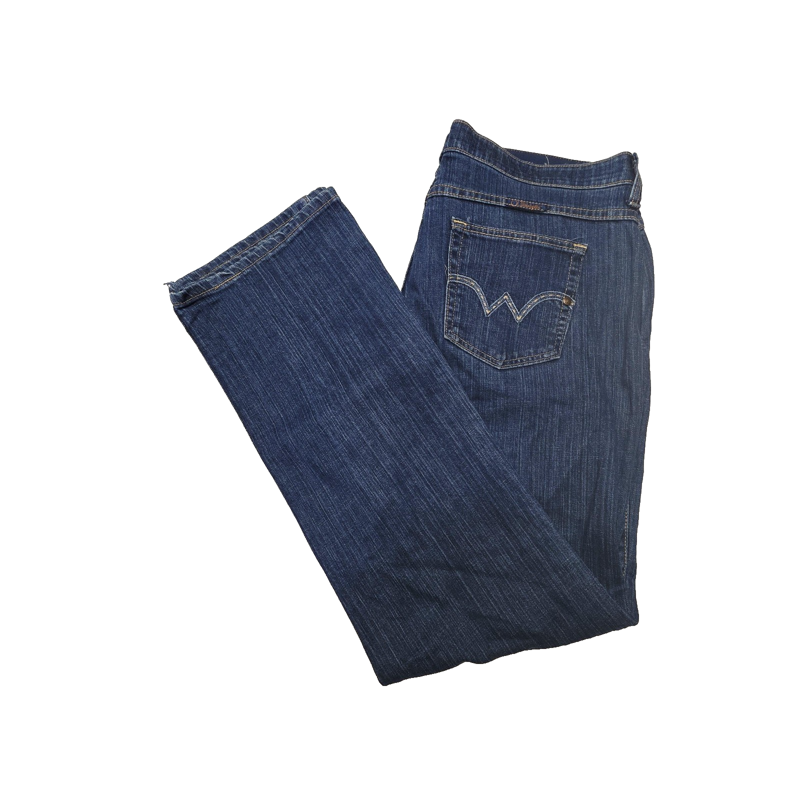 Wrangler Jeans Women's 13/14 x32 Blue Straight Stretch Denim Embroidered Pockets