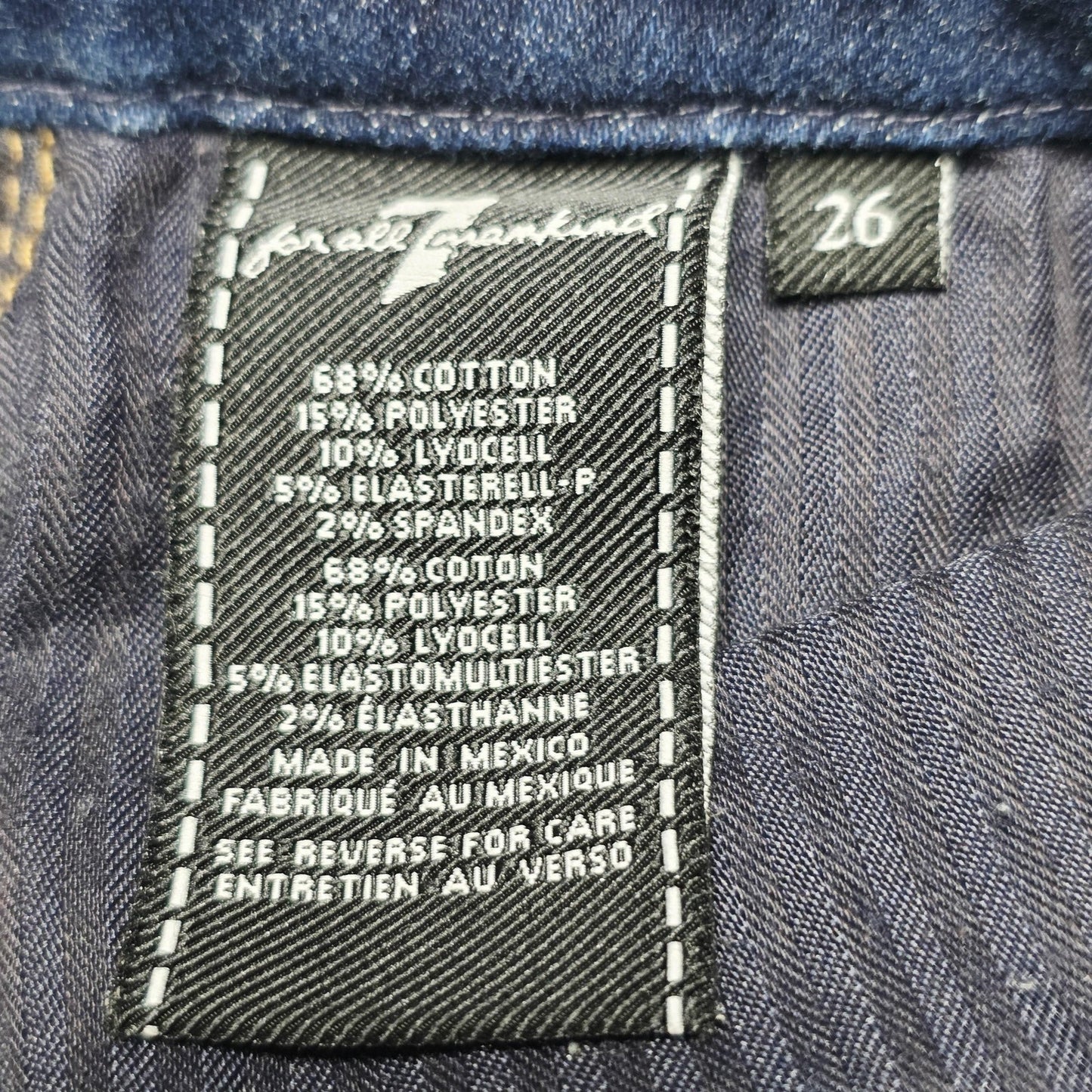 7 For All Mankind Jeans Women's 26x26 Blue Kimmie Crop Stretch Denim Pockets