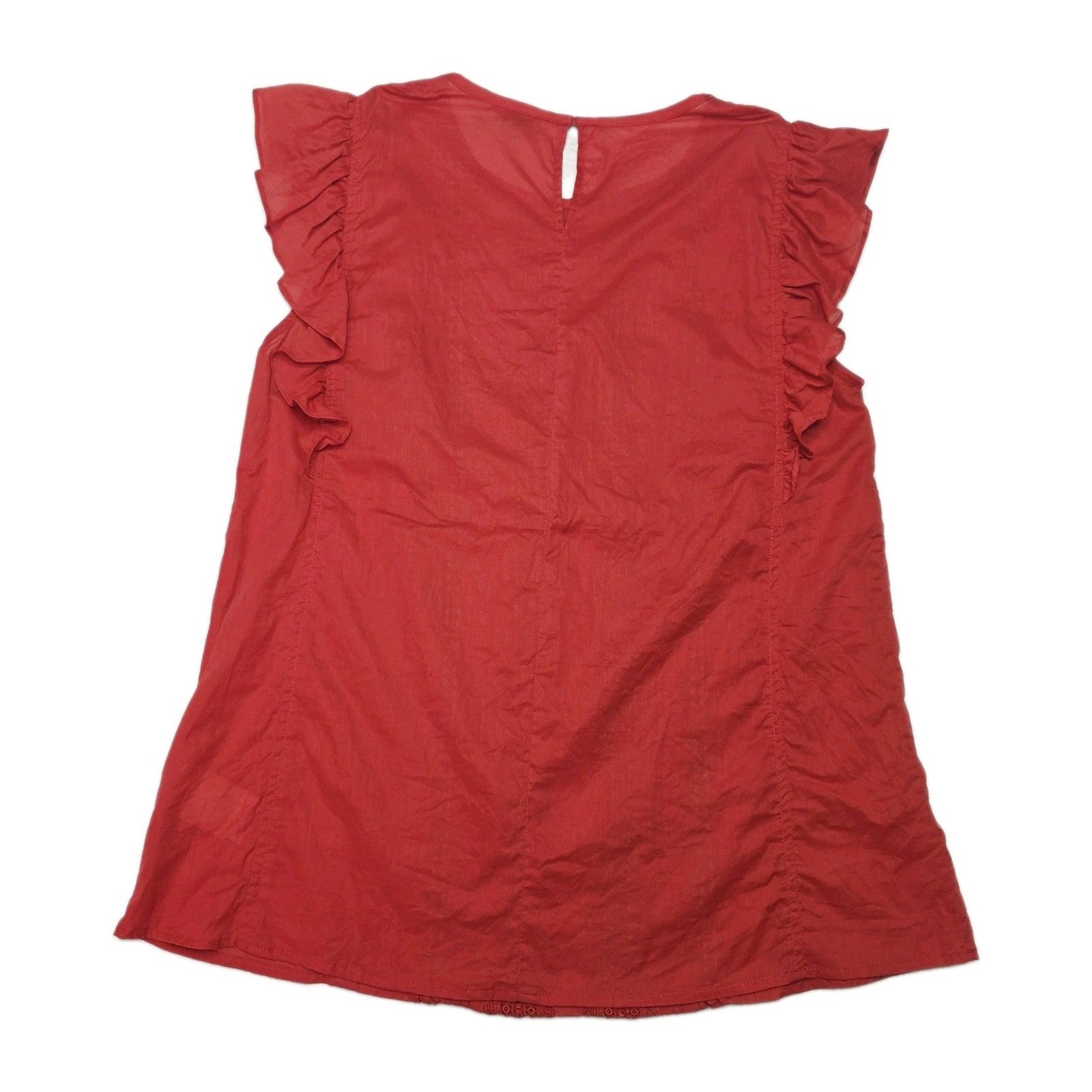 R.M. Williams Shirt Women's 12 Red Sleeveless Lace Ruffle Cami Set Blouse Top