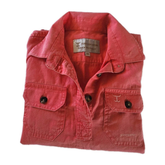Just Country Kenzie Workshirt Hot Coral Girls Size Small