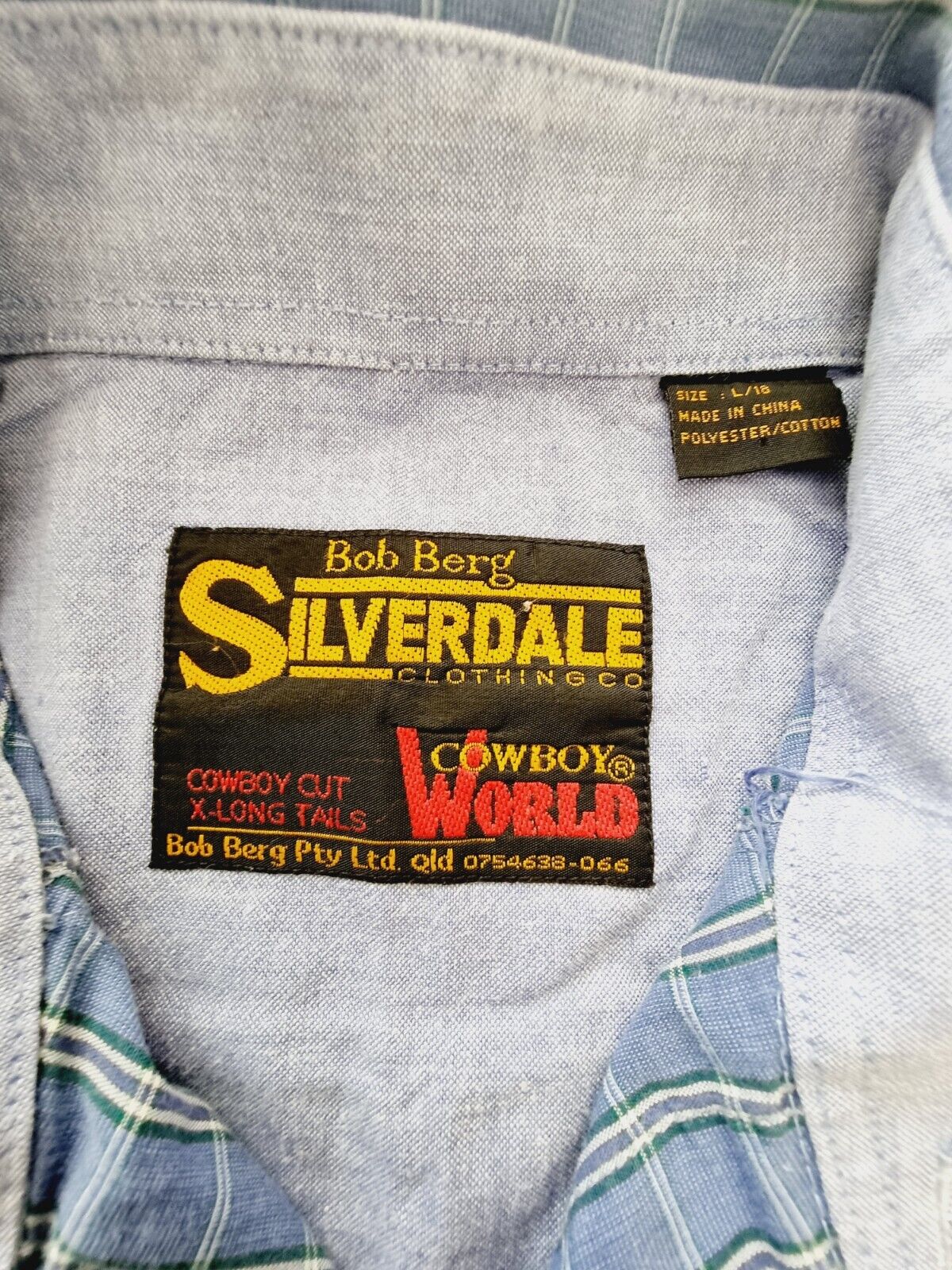 Bob Berg Silverdale Cowboy cut Extra Long Tails Mens Shirt Size Large