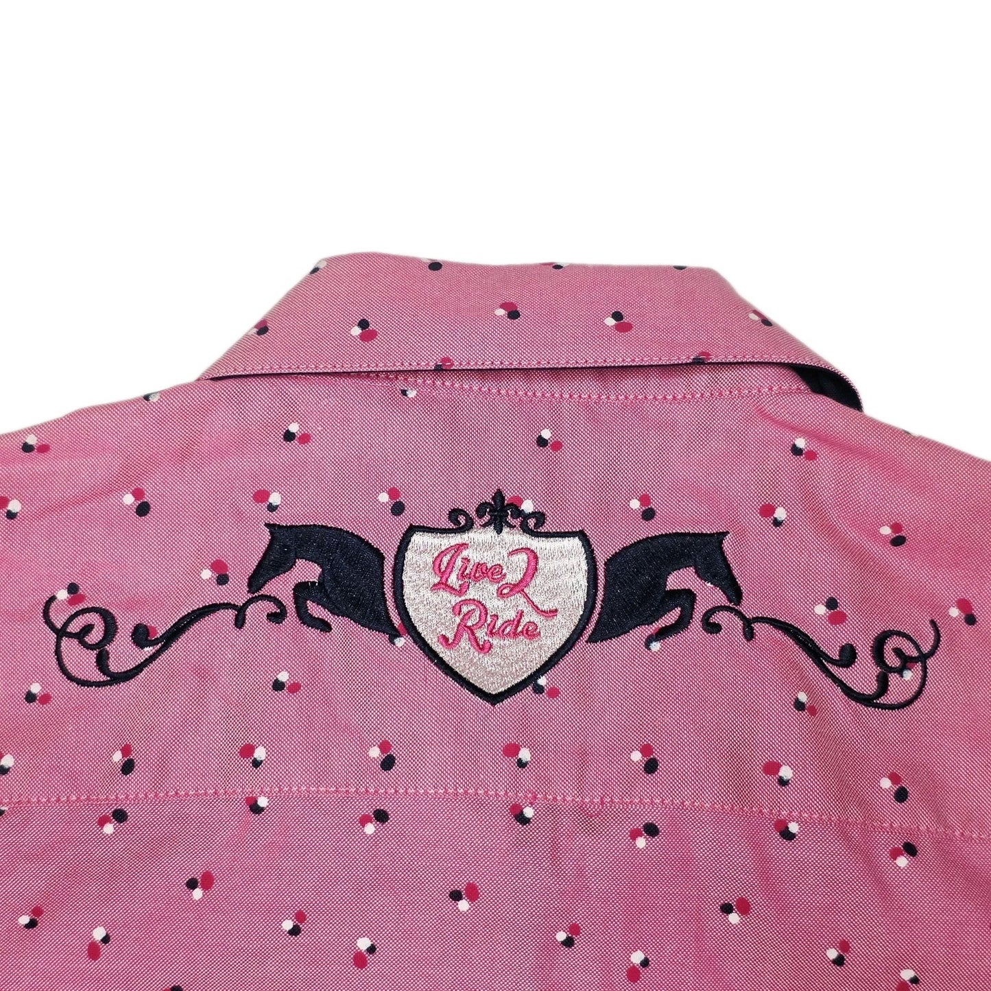 Thomas Cook Shirt Girls 14 Pink Long Sleeve Button Up Polka Dot Riding Western