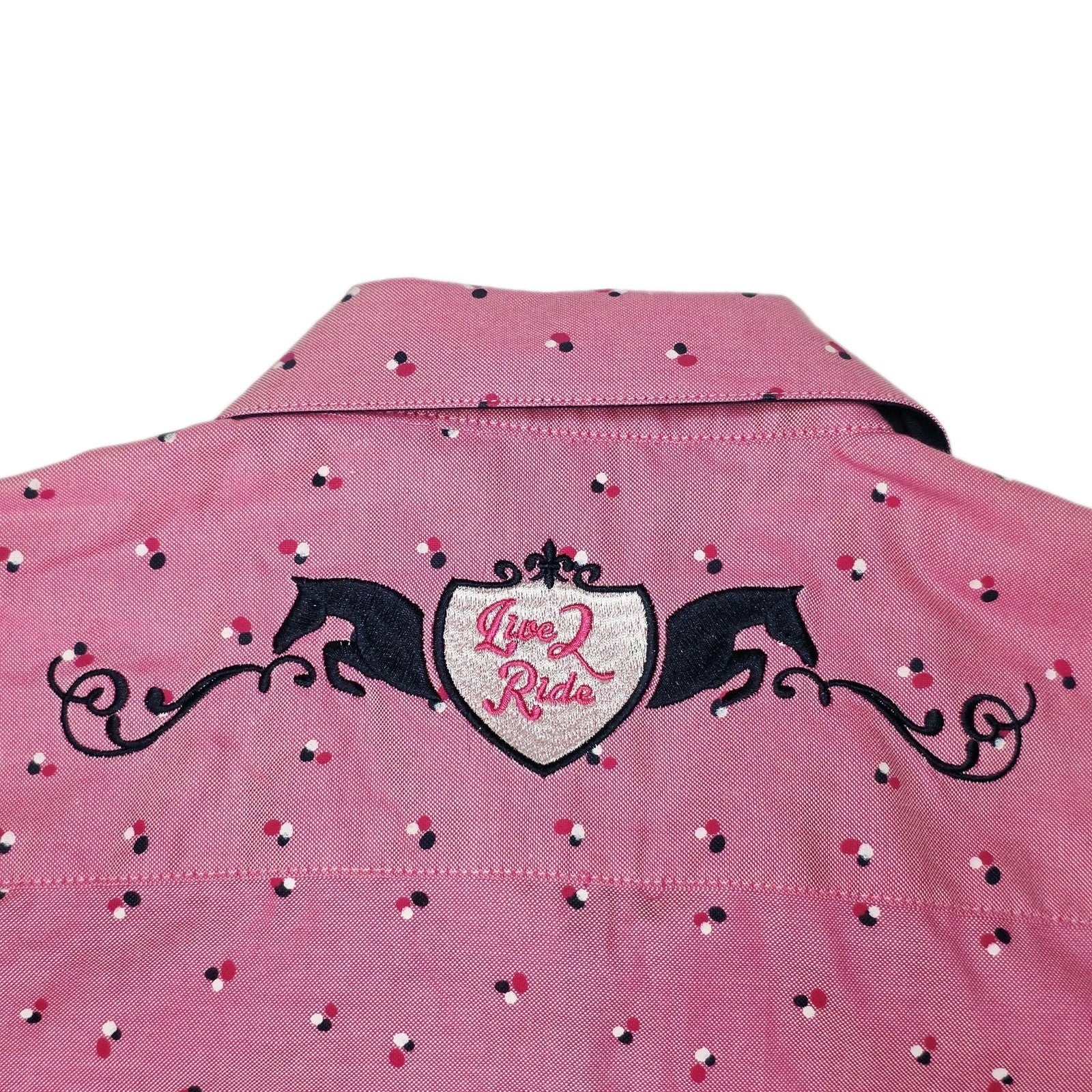Thomas Cook Shirt Girls 14 Pink Long Sleeve Button Up Polka Dot Riding Western