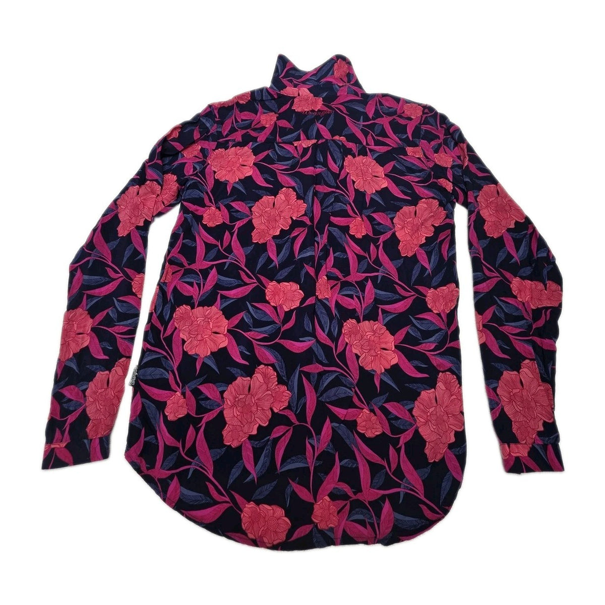 Wrangler Shirt Womens 8 Blue Floral Button Up Collared Embroidered Summer Casual