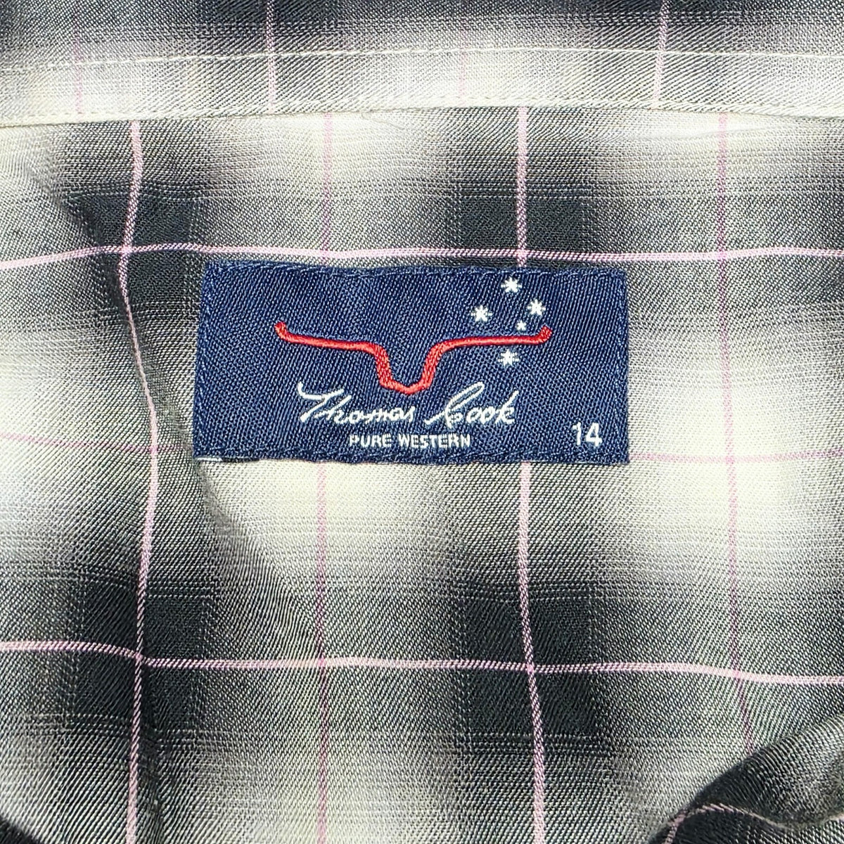 Thomas Cook Shirt Women's 14 Grey Long Sleeve Snap Button Up Western Plaid