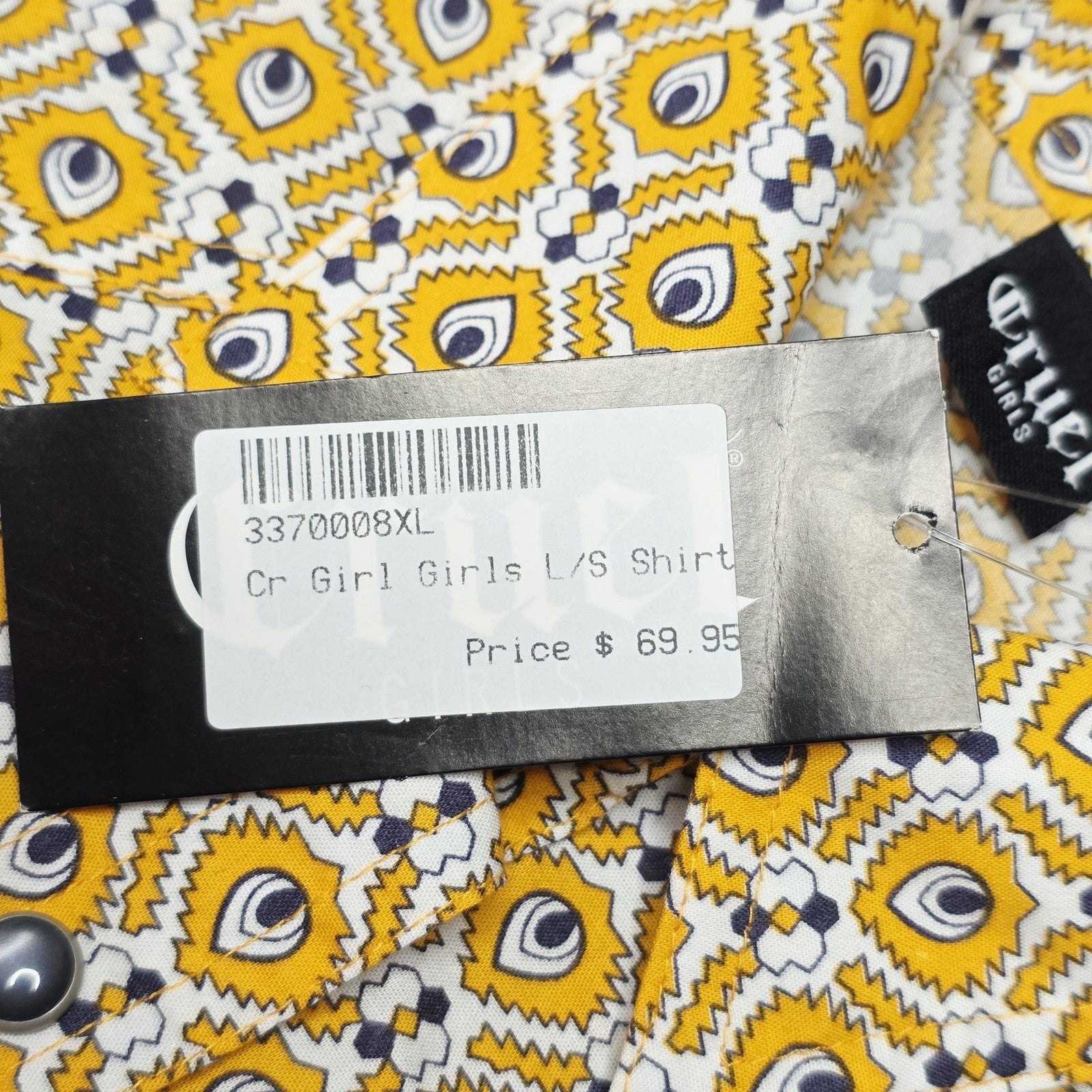 Cruel Girl Shirt Girls 12 Yellow Long Sleeve Button Up Cotton Geometric