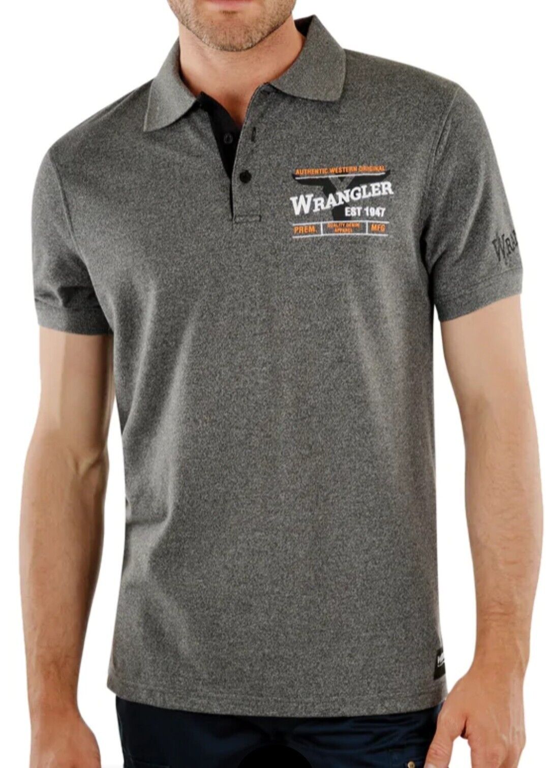 WRANGLER MEN’S PARKSIDE SHORT SLEEVE POLO - CHARCOAL SIZE SMALL NWT RRP $79