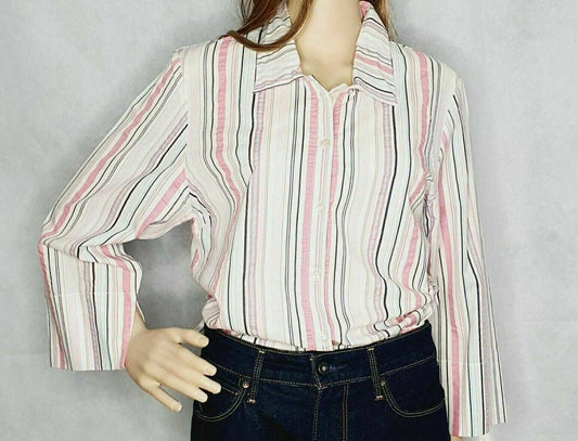 Thomas Cook Candy Stripe Stretch Shirt 3/4 Sleeve Ladies Size 10