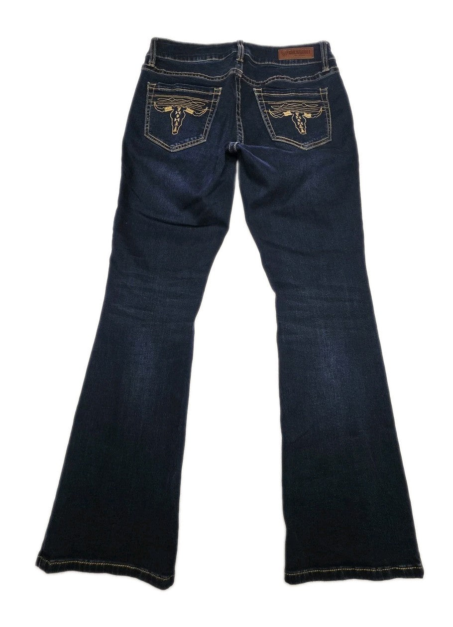 Rock & Roll Denim Jeans Woman's 29 Blue Wash Mid Rise Bootcut Stretch 29x30
