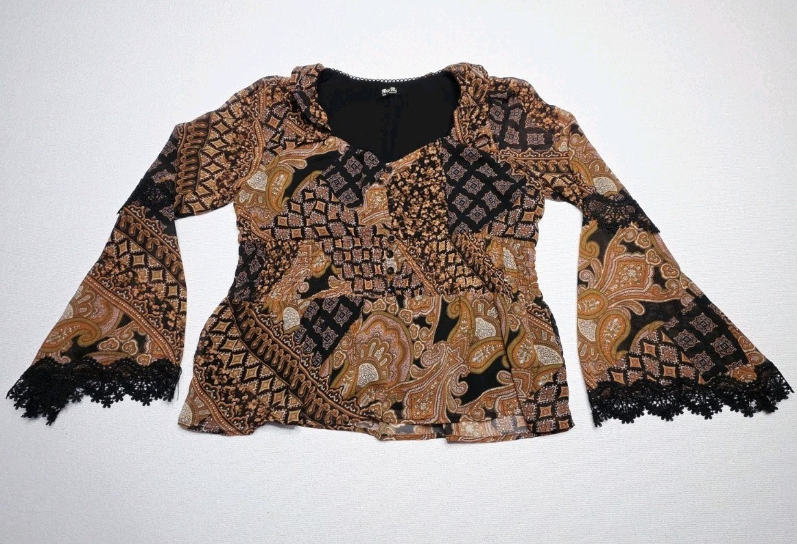 Miss Me Western style Sheer Blouse Ladies Size Small
