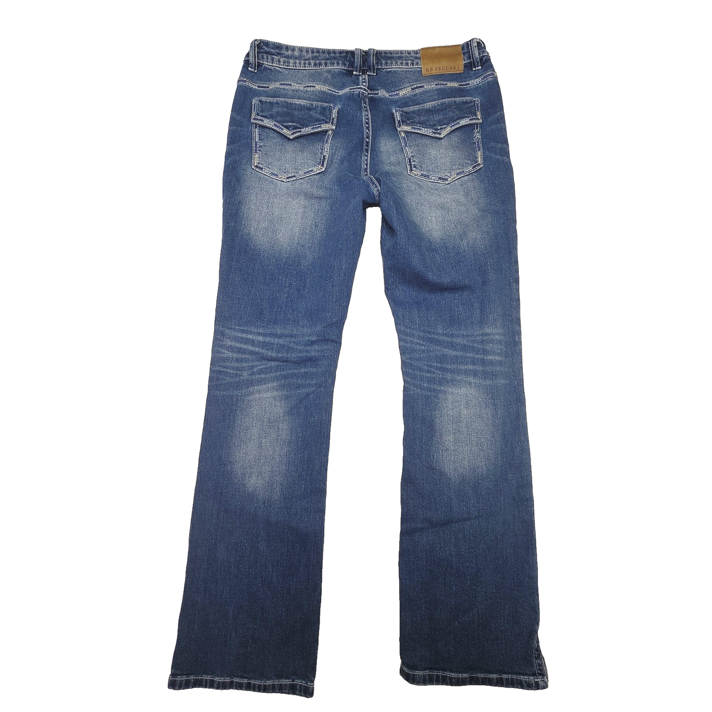 RB Sellars Jeans Women's 14 35x32 Blue Straight Stretch Denim Mid Rise Logo