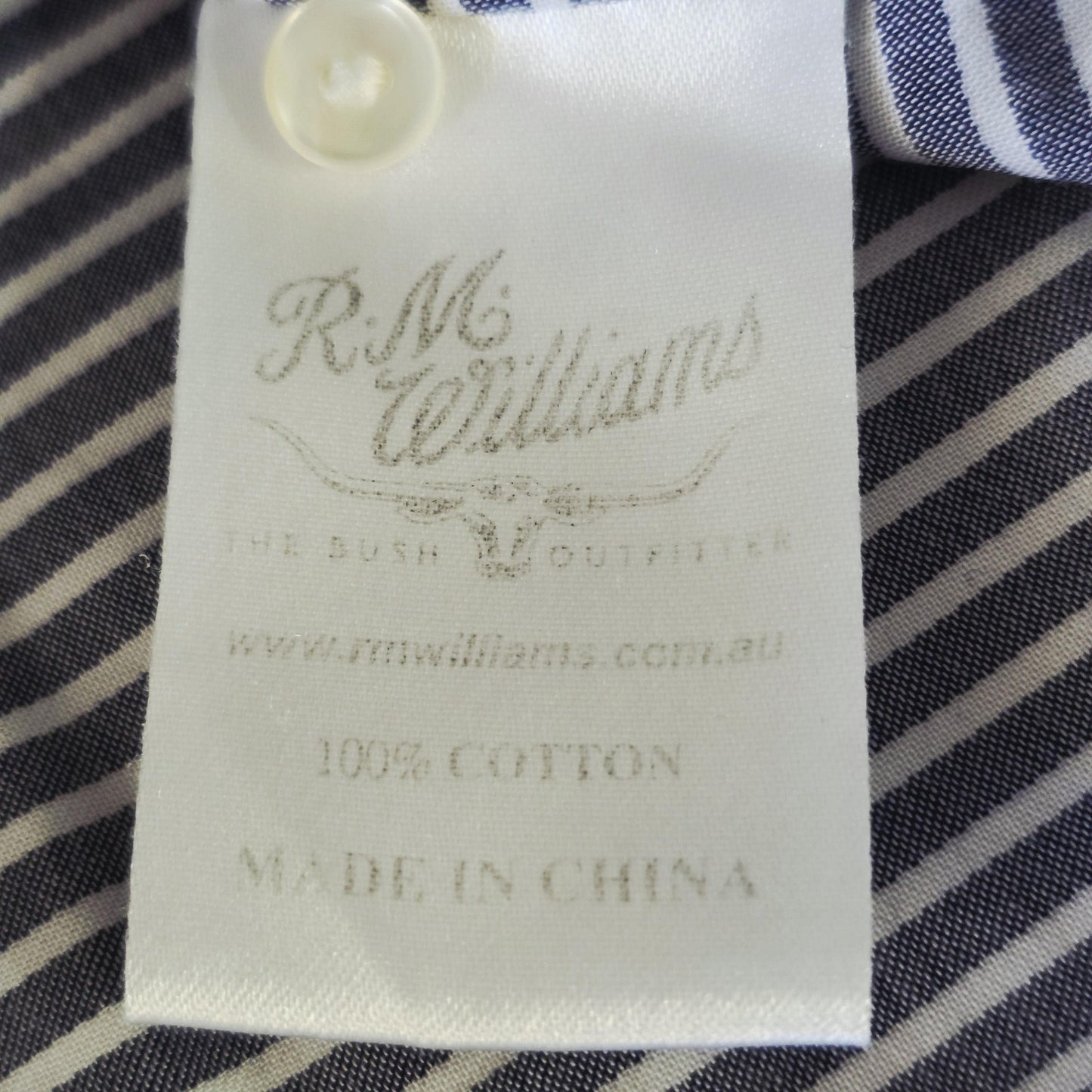 R.M. Williams Shirt Women's 14 Blue Striped Long Sleeve Button Up White Collar