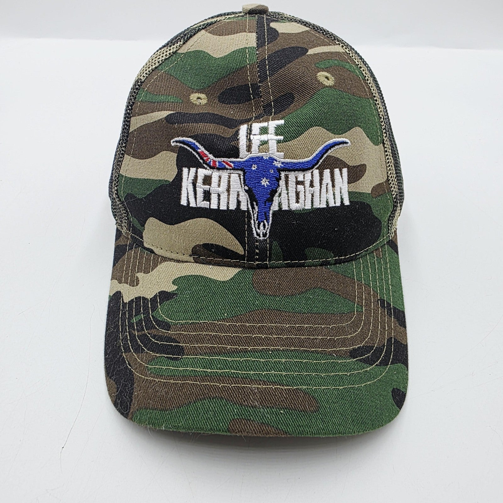 Lee Kernaghan Trucker Cap Mens One Size Mesh Snapback Hat Camouflage Baseball