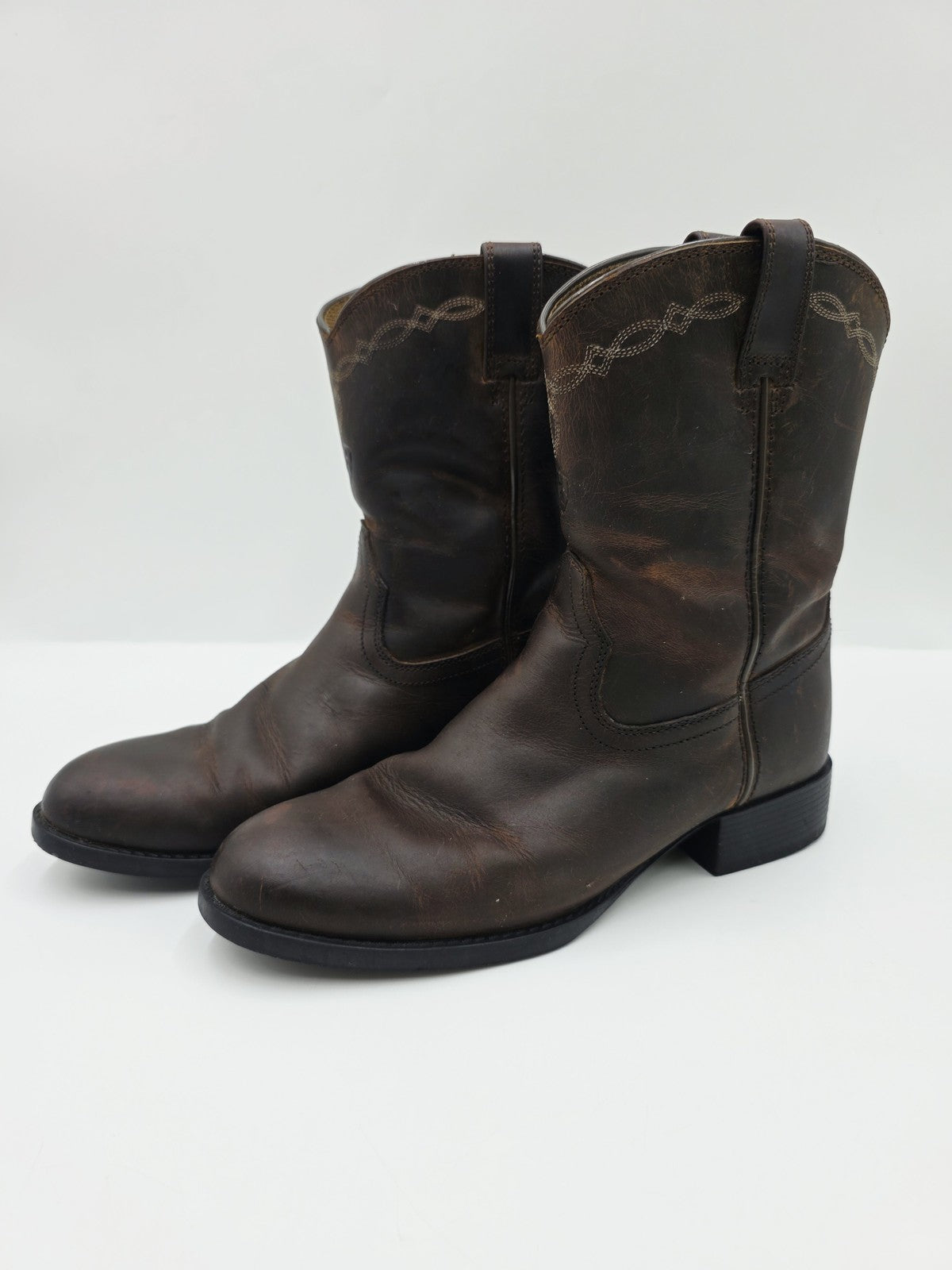 Ariat Boots Women's 5 Brown Leather Western Mid Calf Pull On Workwear Country