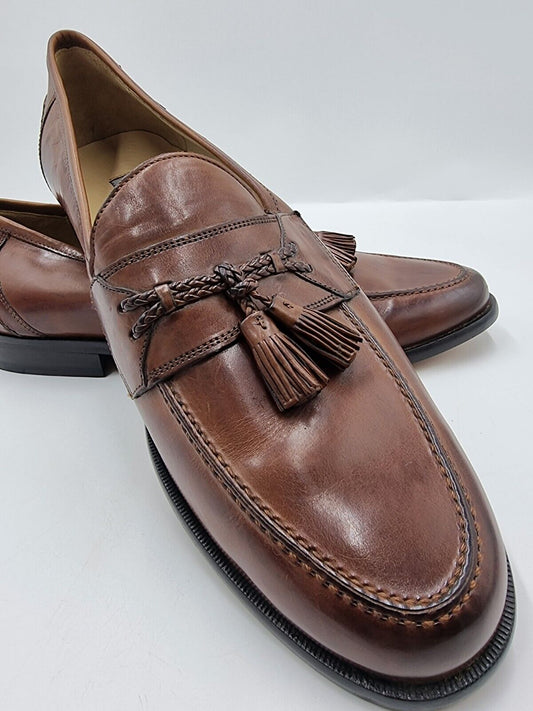 Johnston & Murphy Hayes Tassel cognac Leather Loafer Shoes Mens Size 13 M