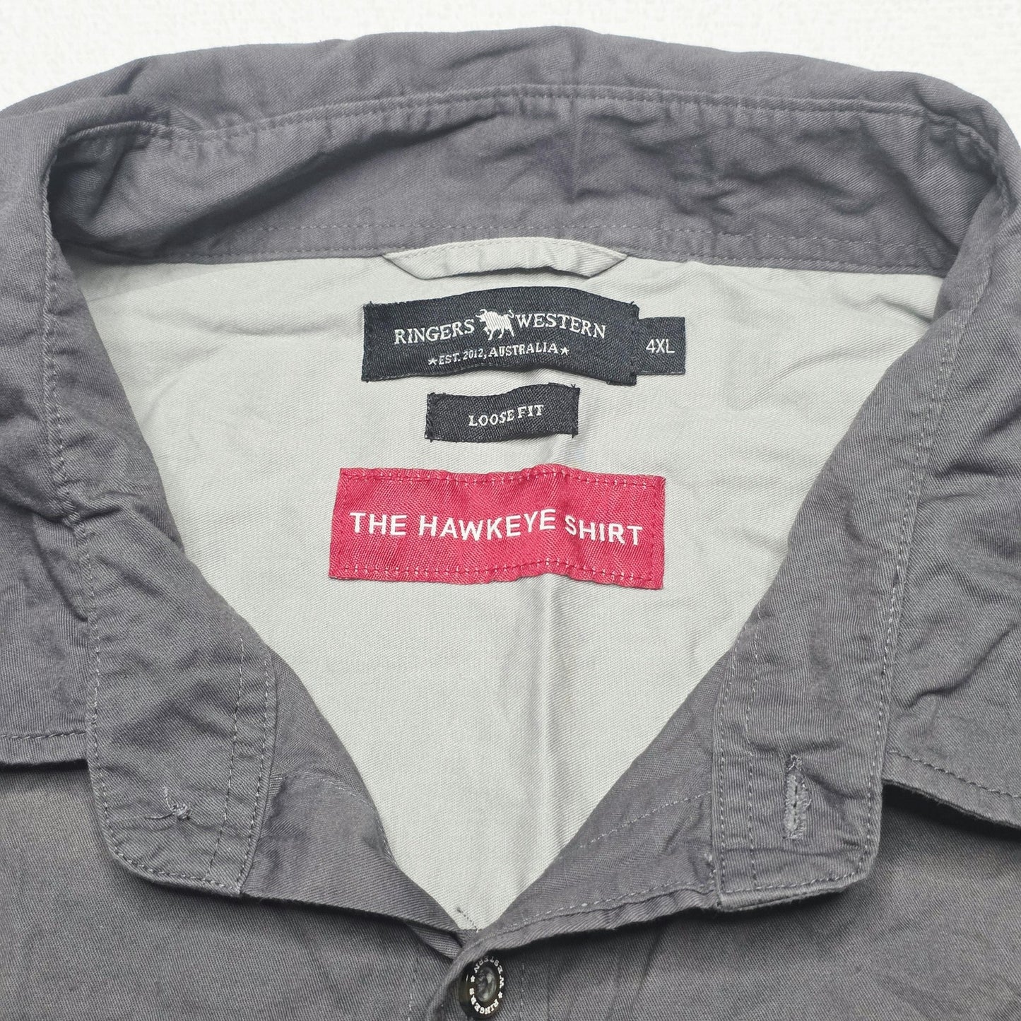 Ringers Western Hawkeye Shirt Mens 4XL Grey Long Sleeve Graphic Logo Cotton