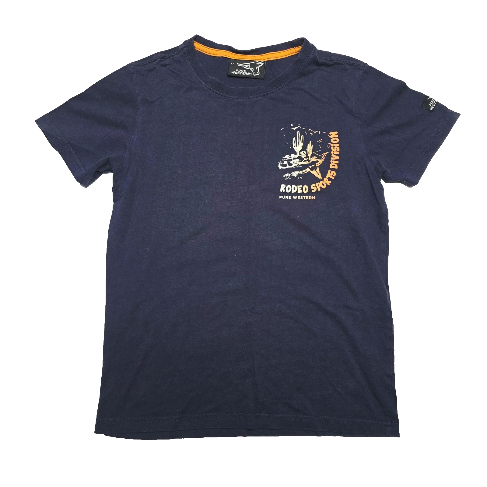 Pure Western T-Shirt Boys 10 Blue Rodeo Sports Division Graphic Print Cotton