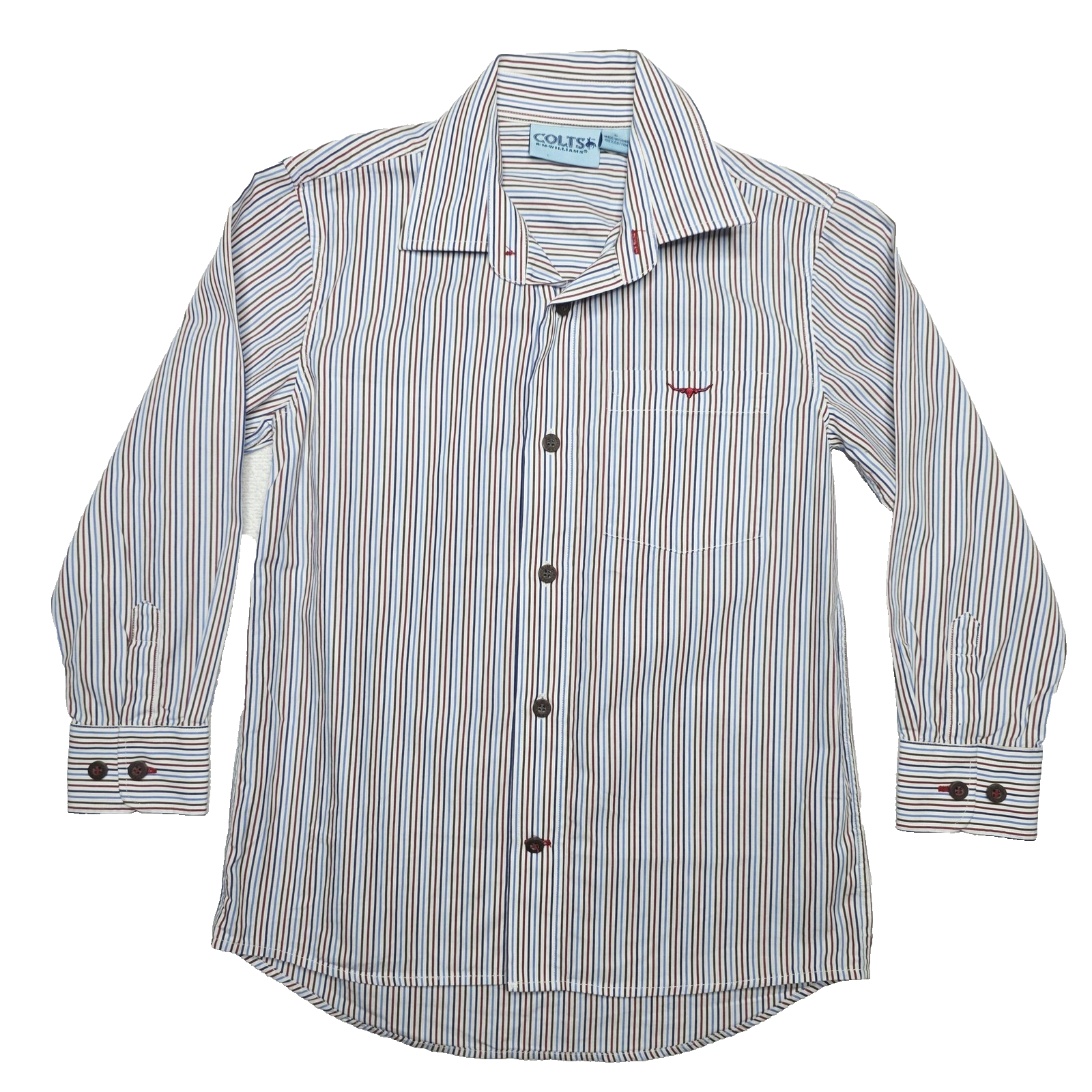 R.M. Williams Shirt Boys 6 Multicoloured Striped Long Sleeve Button Up Cotton